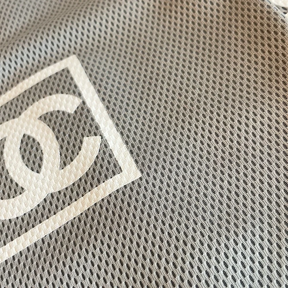 CHANEL Gray and White Mesh Drawstring Dust Bags - Pair